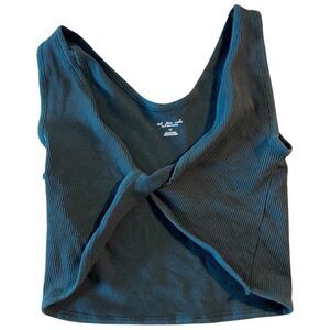 Out From Under For Urban Outfitters Green Ribbed Twist Front Crop Top M / L